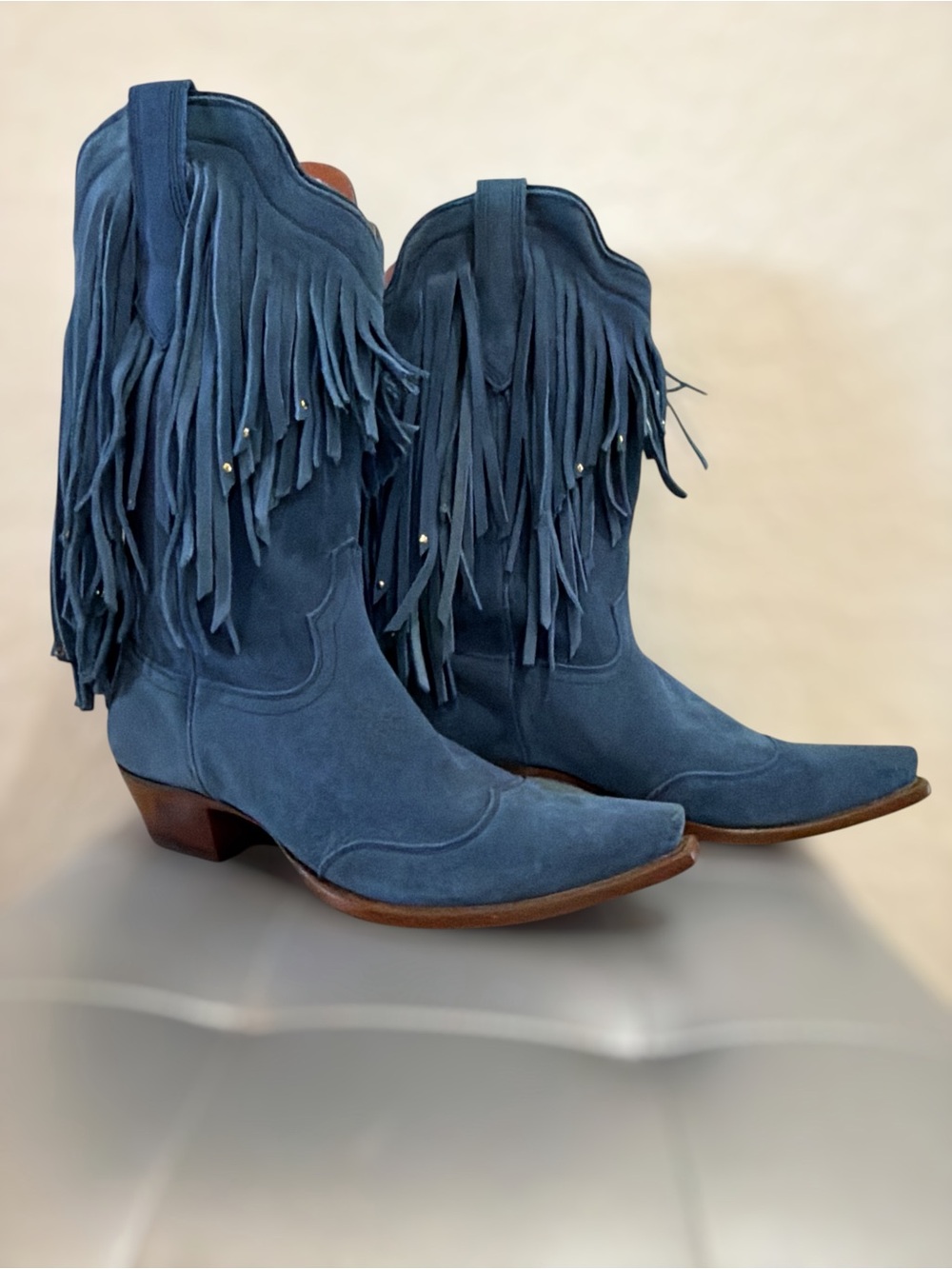 Rare American Rebel Elvis Presley Blue Suede Fringe Western Boots Size 10